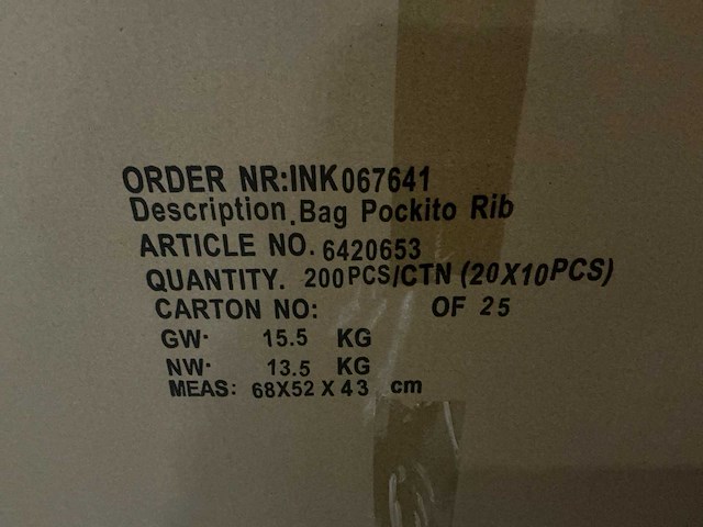 Partij tassen pockito ribbel 33x11x11.5cm (600x) - afbeelding 5 van  5