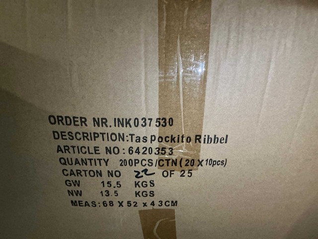 Partij tassen pockito ribbel 33x11x11.5cm (800x) - afbeelding 4 van  6