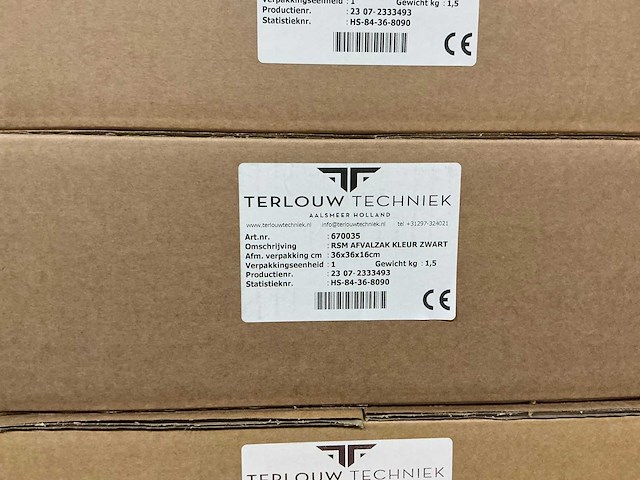 Partij terlouw techniek rsm afvalzakken zwart 36x36x16cm (9x) - afbeelding 1 van  1