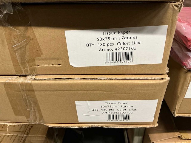 Partij tissue paper 50x75cm 17grams lilac (7200x) - afbeelding 2 van  2