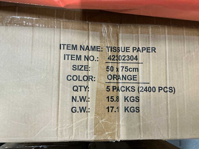 Partij tissue paper 50x75cm 17grams orange (12960x) - afbeelding 4 van  4