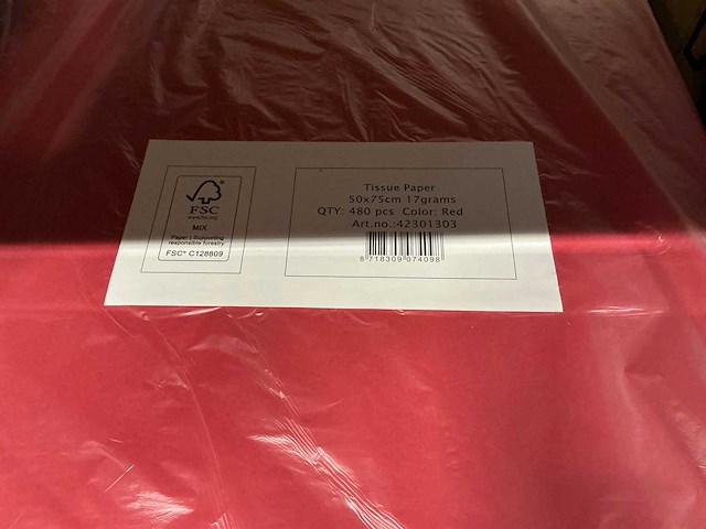 Partij tissue paper lime green/d.blue&red 50x75cm (12000x) - afbeelding 3 van  7