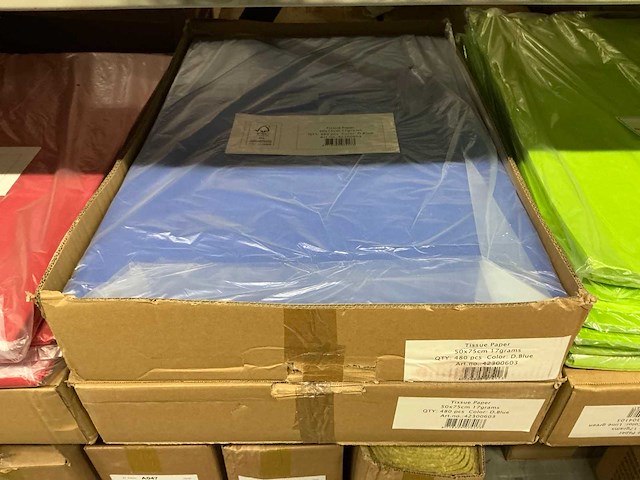 Partij tissue paper lime green/d.blue&red 50x75cm (12000x) - afbeelding 4 van  7
