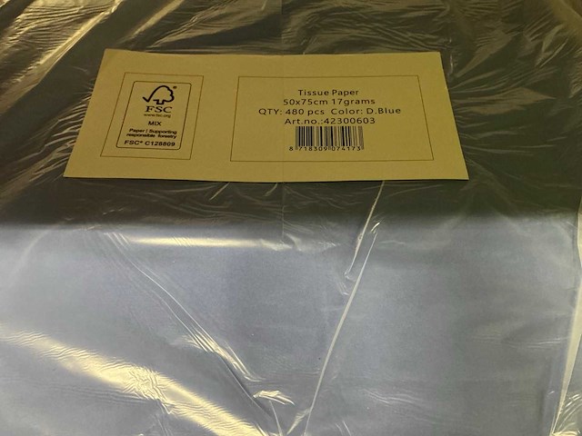 Partij tissue paper lime green/d.blue&red 50x75cm (12000x) - afbeelding 5 van  7