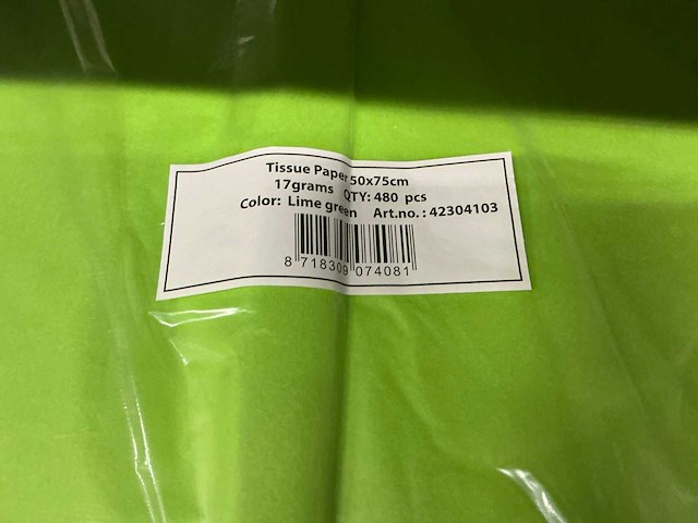Partij tissue paper lime green/d.blue&red 50x75cm (12000x) - afbeelding 7 van  7