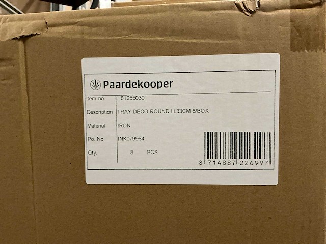 Partij tray deco round h33cm (40x) - afbeelding 3 van  3