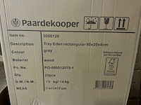 Partij tray eden rectangular 80x20x4cm gray wood (230x) - afbeelding 4 van  5