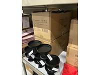 Partij tray metal round small d14/h10cm black iron (48x) - afbeelding 3 van  4