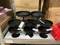 Partij tray metal round small d14/h10cm black iron (48x) - afbeelding 1 van  4