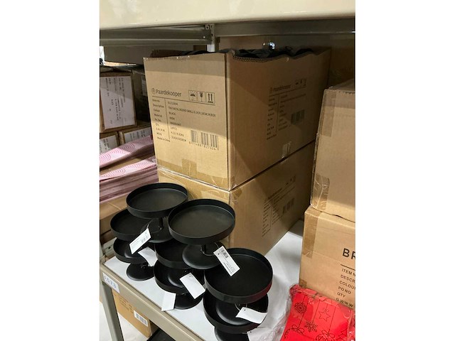 Partij tray metal round small d14/h10cm black iron (48x) - afbeelding 3 van  4