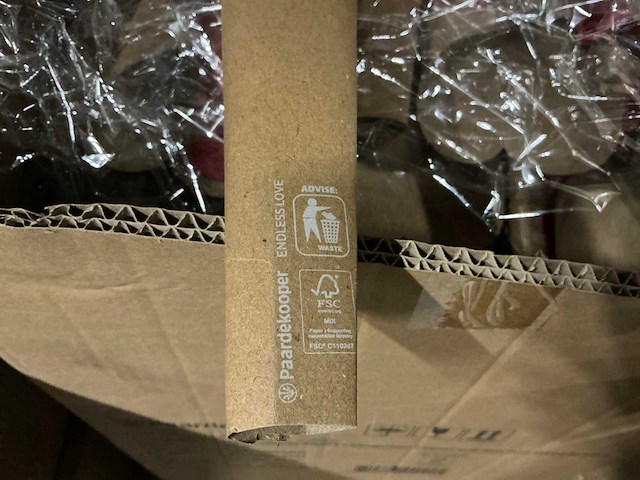 Partij tube conical kraft cardboard 7,5xh47,5cm red bow (800x) - afbeelding 1 van  3