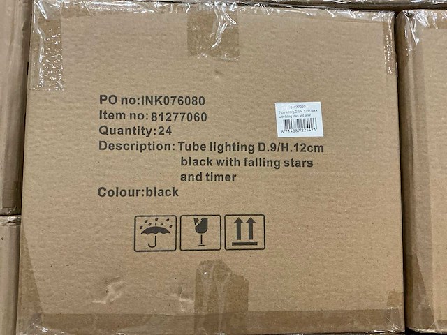 Partij tube lighting d9/h12cm black with falling stars and timer (120x) - afbeelding 4 van  4