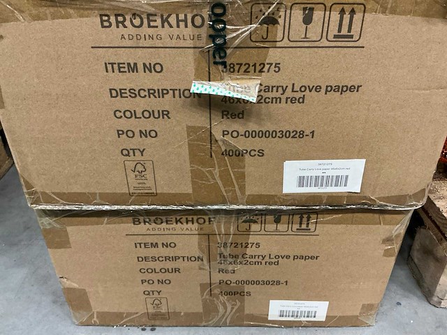 Partij tubes carry love paper 46x6x2cm red (900x) - afbeelding 3 van  7