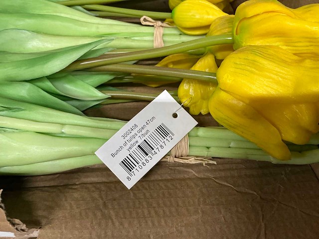 Partij tulpen 47cm wit&geel&oranje 7/bun (77x) - afbeelding 7 van  9