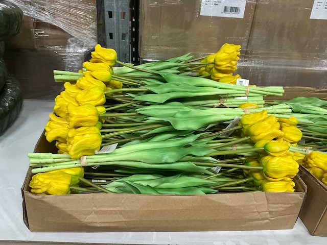 Partij tulpen 47cm wit&geel&oranje 7/bun (77x) - afbeelding 8 van  9