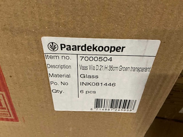 Partij vaas vila d21/h35cm groen transparant (90x) - afbeelding 6 van  6