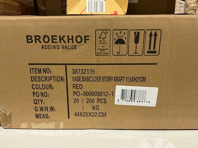 Partij vase basic love story kraft 11,5xh21cm (1200x) - afbeelding 6 van  6