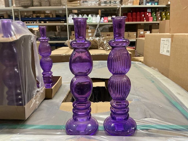 Partij vase candles florence paars h28cm (372x) - afbeelding 1 van  1