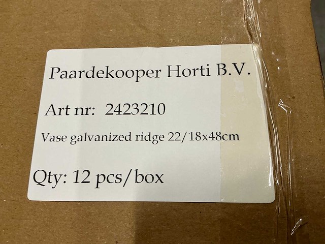 Partij vase galvanized ridge 22/18x48cm (60x) - afbeelding 3 van  3