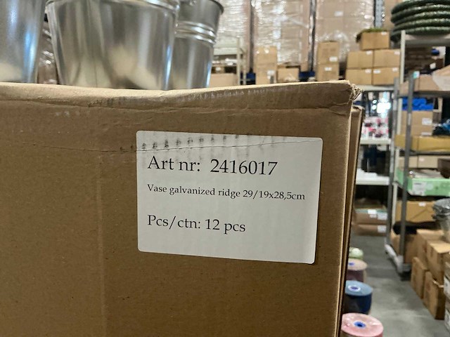 Partij vase galvanized ridge 29/19x28,5cm (144x) - afbeelding 4 van  4