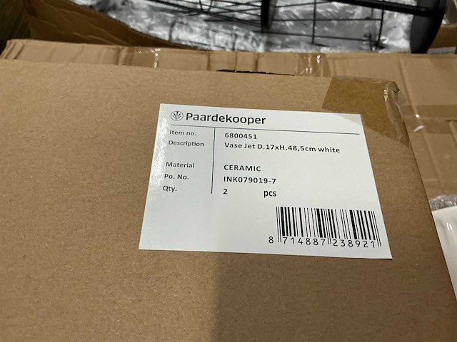 Partij vase jet d17xh48,5cm white ceramic (18x) - afbeelding 3 van  4