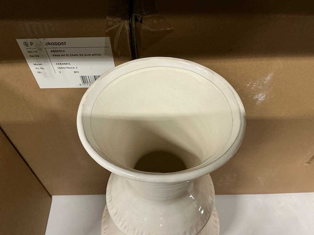 Partij vase jet d19xh39,5cm white ceramic (14x) - afbeelding 2 van  5