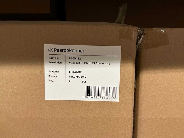 Partij vase jet d19xh39,5cm white ceramic (14x) - afbeelding 5 van  5