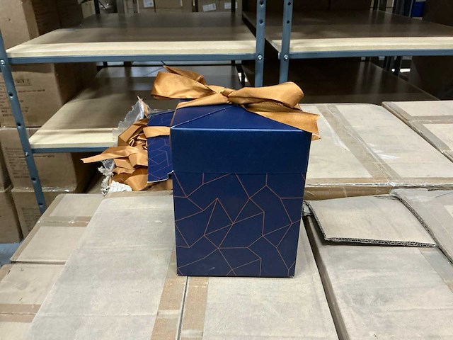 Partij vasebox kraft 12x12xh16cm blue/copper bedrukt (2500x) - afbeelding 1 van  4