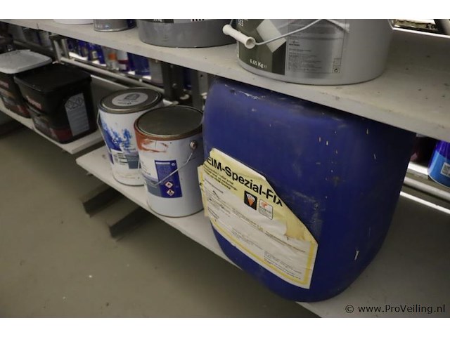 Partij verf bestaande uit o.a. keim soldalan sol-silicaat buitenmuurverf me, soldalan-verdunning, sigma mortar 2k ep base + hardner, toupret murex & sikkens wapex 529 multicolour vlokken - afbeelding 3 van  20