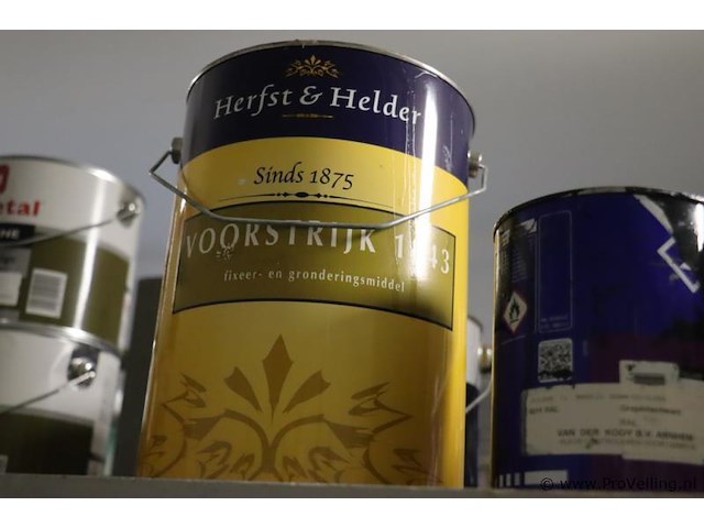 Partij verf bestaande uit o.a. keim soldalan sol-silicaat buitenmuurverf me, soldalan-verdunning, sigma mortar 2k ep base + hardner, toupret murex & sikkens wapex 529 multicolour vlokken - afbeelding 12 van  20