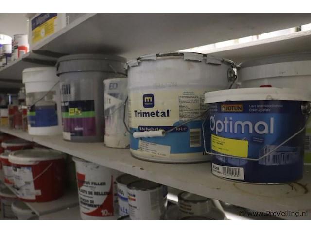 Partij verf bestaande uit o.a. keim soldalan sol-silicaat buitenmuurverf me, soldalan-verdunning, sigma mortar 2k ep base + hardner, toupret murex & sikkens wapex 529 multicolour vlokken - afbeelding 19 van  20