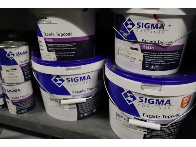Partij verf bestaande uit o.a. ppg façade topcoat gevelverf matt, sikkens alphatex sf, primer, diepgrond, perfax wandlijm, wijzonol gevelcoat & caparo muresko buitenmuurverf - afbeelding 3 van  16