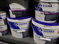 Partij verf bestaande uit o.a. ppg façade topcoat gevelverf matt, sikkens alphatex sf, primer, diepgrond, perfax wandlijm, wijzonol gevelcoat & caparo muresko buitenmuurverf - afbeelding 3 van  16
