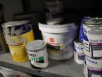 Partij verf bestaande uit o.a. ppg façade topcoat gevelverf matt, sikkens alphatex sf, primer, diepgrond, perfax wandlijm, wijzonol gevelcoat & caparo muresko buitenmuurverf - afbeelding 5 van  16
