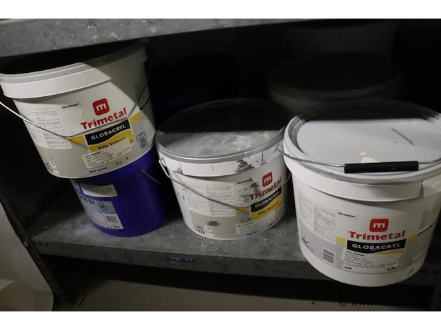 Partij verf bestaande uit o.a. ppg façade topcoat gevelverf matt, sikkens alphatex sf, primer, diepgrond, perfax wandlijm, wijzonol gevelcoat & caparo muresko buitenmuurverf - afbeelding 6 van  16