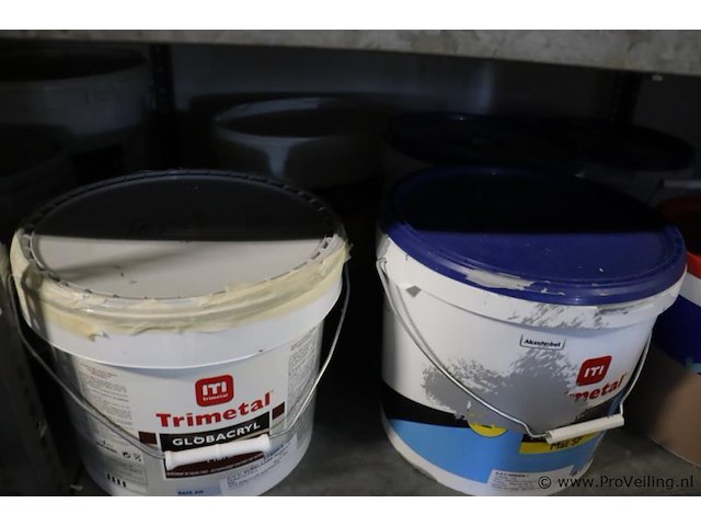 Partij verf bestaande uit o.a. ppg façade topcoat gevelverf matt, sikkens alphatex sf, primer, diepgrond, perfax wandlijm, wijzonol gevelcoat & caparo muresko buitenmuurverf - afbeelding 7 van  16