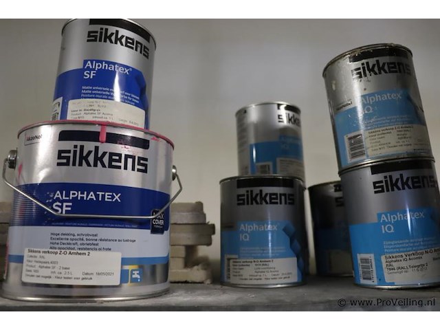 Partij verf bestaande uit o.a. ppg façade topcoat gevelverf matt, sikkens alphatex sf, primer, diepgrond, perfax wandlijm, wijzonol gevelcoat & caparo muresko buitenmuurverf - afbeelding 9 van  16