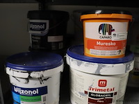 Partij verf bestaande uit o.a. ppg façade topcoat gevelverf matt, sikkens alphatex sf, primer, diepgrond, perfax wandlijm, wijzonol gevelcoat & caparo muresko buitenmuurverf - afbeelding 13 van  16