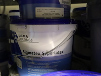 Partij verf bestaande uit o.a. ppg sigmatex binnenmuurverf superlatex, murfill renovatie verf, sigma zinccoat, global paint spacfinish & sikkens alpatex sf matte muurverf - afbeelding 2 van  10