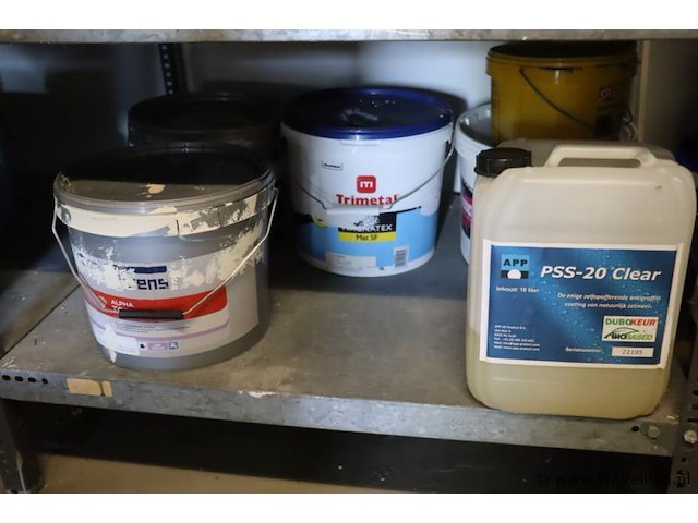 Partij verf bestaande uit o.a. ppg sigmatex binnenmuurverf superlatex, murfill renovatie verf, sigma zinccoat, global paint spacfinish & sikkens alpatex sf matte muurverf - afbeelding 6 van  10