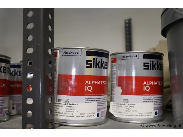 Partij verf bestaande uit o.a. ppg sigmatex binnenmuurverf superlatex, murfill renovatie verf, sigma zinccoat, global paint spacfinish & sikkens alpatex sf matte muurverf - afbeelding 8 van  10