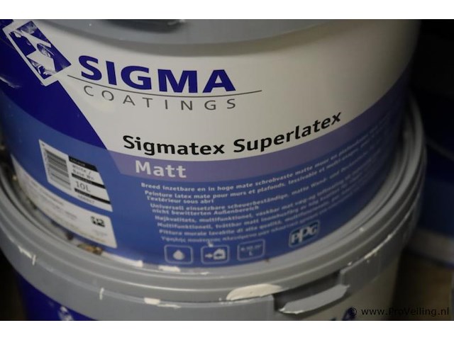 Partij verf bestaande uit o.a. sigma facade topcoat matt, stigmatex superlatex matt & sigmatin dgl - afbeelding 11 van  11