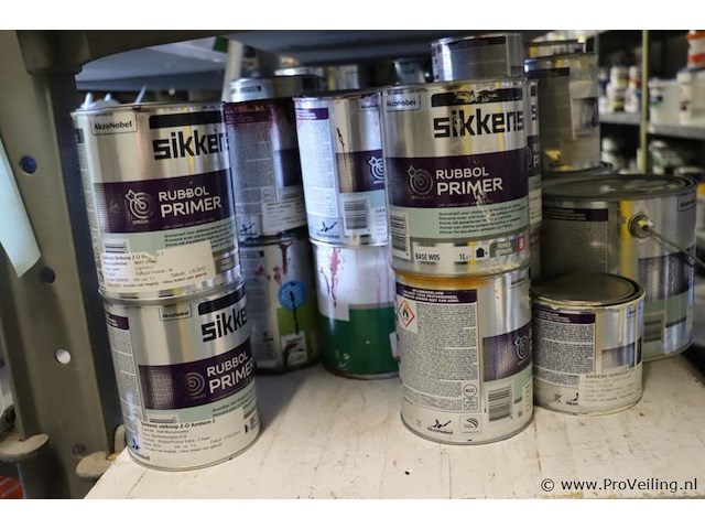 Partij verf bestaande uit o.a. sigma primer, ppg s2u grondverf allure, veveo rain guard, urethan primer 4s & sikkens rubbol primer - afbeelding 4 van  24