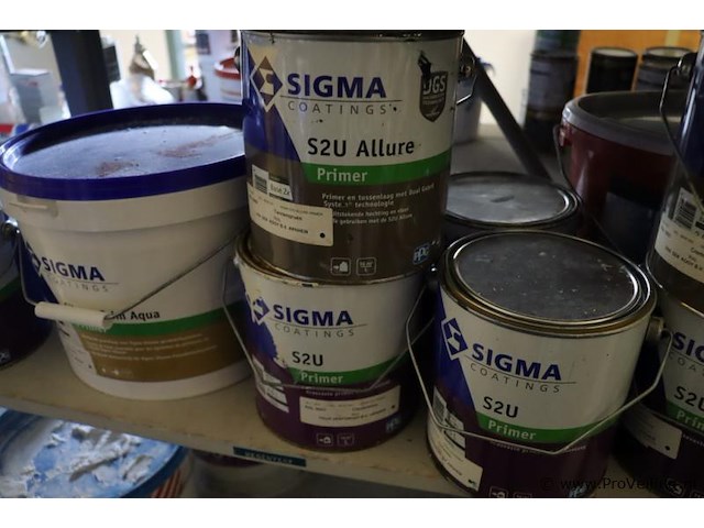 Partij verf bestaande uit o.a. sigma primer, ppg s2u grondverf allure, veveo rain guard, urethan primer 4s & sikkens rubbol primer - afbeelding 10 van  24