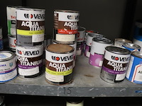 Partij verf bestaande uit o.a. sigma s2u nova grondverf, sikkens bl rezisto primer, veveo aqua titani zijdeglans, wijzonol wijzo chips-coll & global paint pu top satin - afbeelding 10 van  16