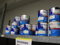 Partij verf bestaande uit o.a. sigma s2u nova grondverf, sikkens bl rezisto primer, veveo aqua titani zijdeglans, wijzonol wijzo chips-coll & global paint pu top satin - afbeelding 12 van  16