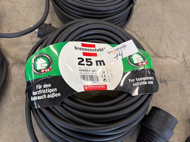 Partij verlengkabels – o.a. brennenstuhl 25 m rubberkabels (3x) - afbeelding 2 van  4