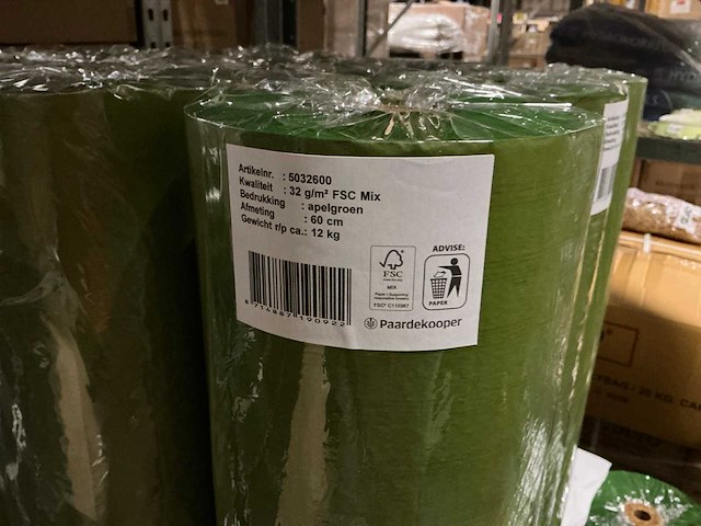 Partij verpakkingspapier voor bloemen apelgroen 32 g/m2 fsc mix 60cm 12kg (37x) - afbeelding 4 van  4
