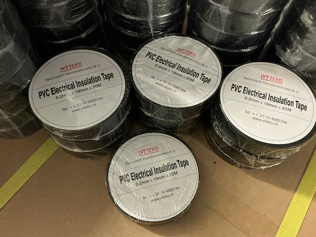 Partij viteko pvc electrical insulation tape 0.2mm x 19mm x 20m black (1810x) - afbeelding 2 van  4