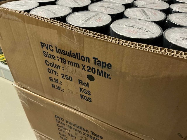 Partij viteko pvc electrical insulation tape 0.2mm x 19mm x 20m black (1810x) - afbeelding 4 van  4